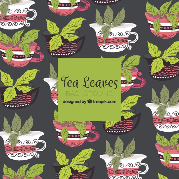 Free vector hand drawn tea leaves background