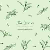 Free vector hand drawn tea leaves background