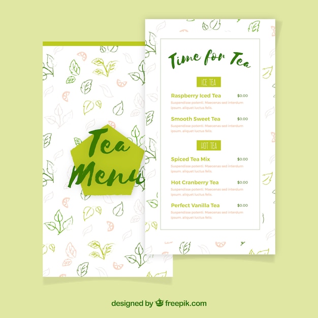 Hand drawn tea menu template