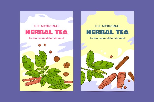 Hand drawn tea packaging template