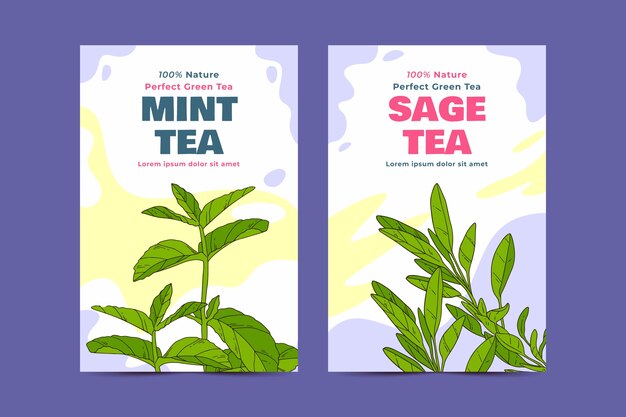 Hand drawn tea packaging template