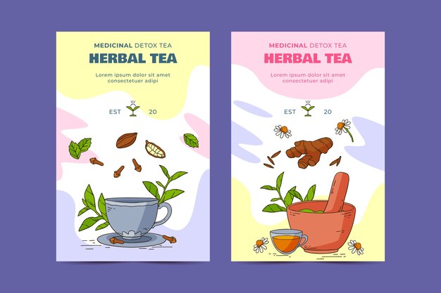 Hand drawn tea packaging template