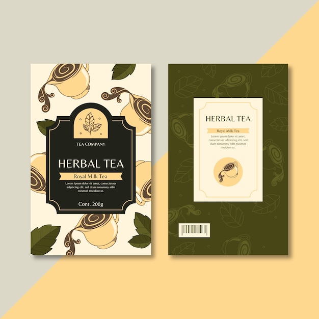 Free vector hand drawn tea packaging template