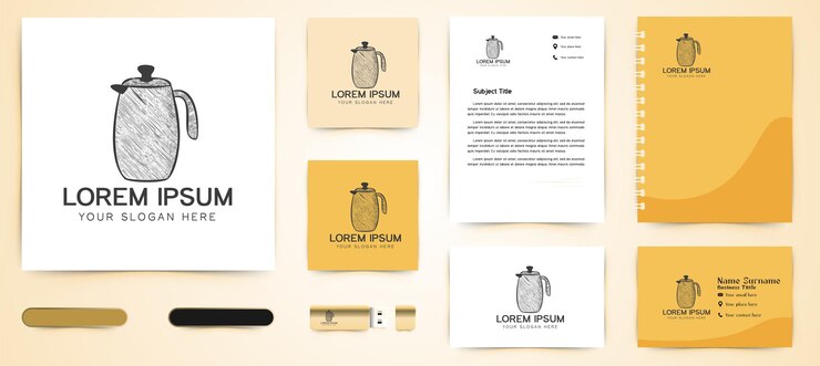 Free Vector hand drawn tea pot jar logo and business branding template designs inspiration isolated on white background