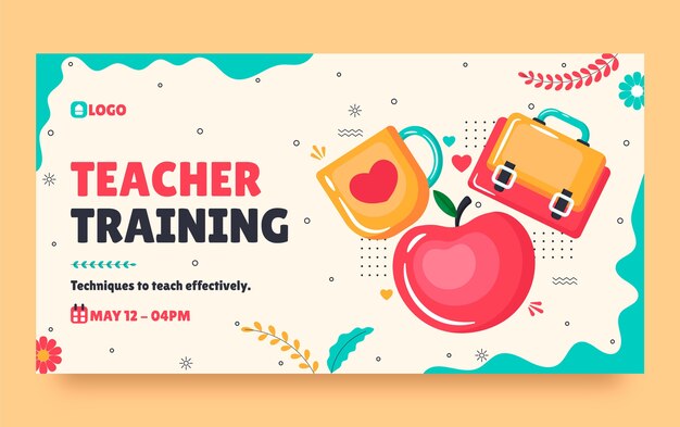 Hand drawn teacher career banner template