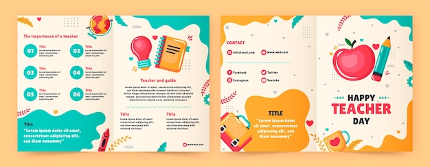 Free vector hand drawn teacher career  brochure template