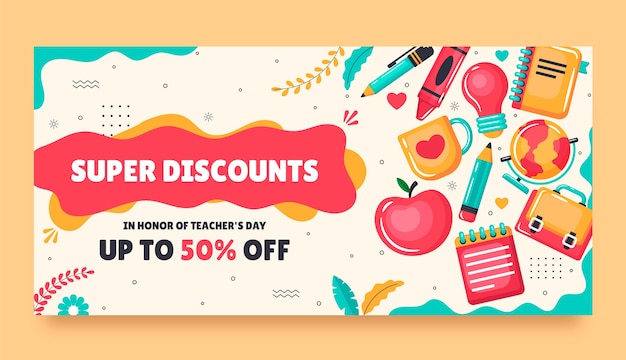 Free vector hand drawn teacher career sale banner