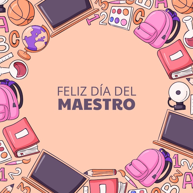 Hand drawn teacher's day illustration in spanish