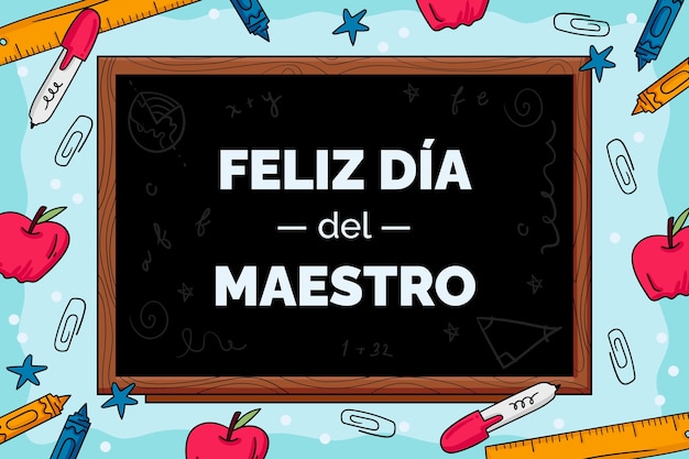 Free vector hand drawn teacher's day in spanish background