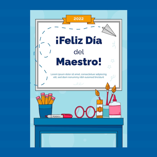 Hand drawn teacher's day in spanish greeting card template