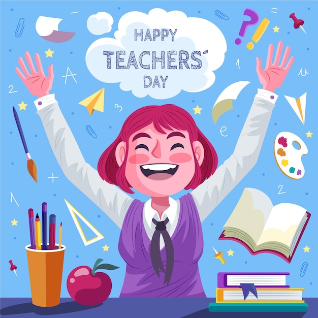 Hand drawn teachers' day background