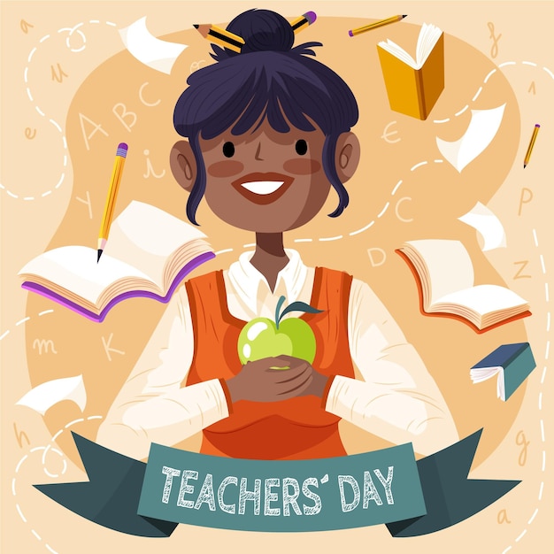 Hand drawn teachers' day illustration