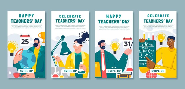 Hand drawn teachers' day instagram stories collection