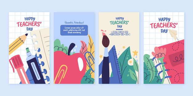 Hand drawn teachers' day instagram stories collection