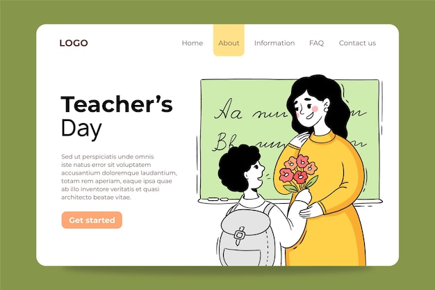 Hand drawn teachers' day landing page template