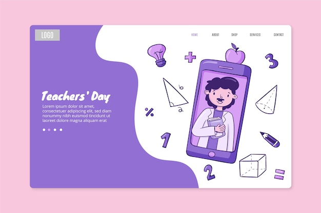 Free vector hand drawn teachers' day landing page template