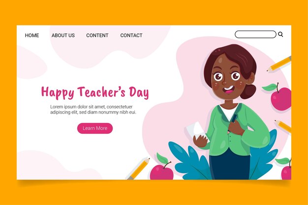 Hand drawn teachers' day landing page template