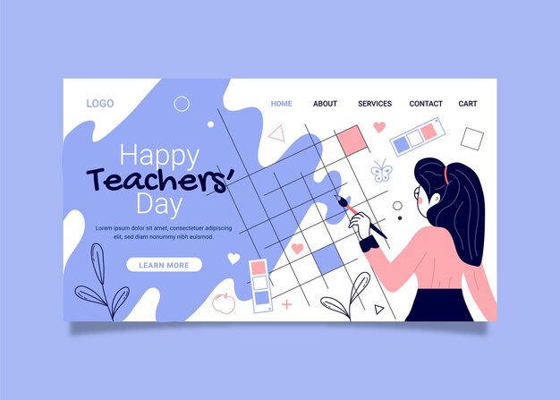 Hand drawn teachers' day landing page template