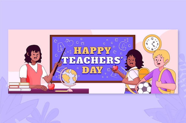 Hand drawn teachers' day social media cover template