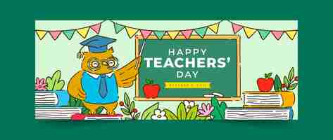 Free vector hand drawn teachers' day social media cover template