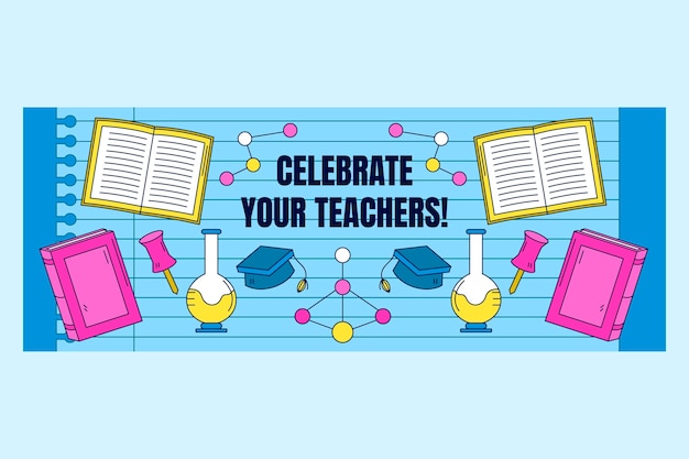 Hand drawn teachers' day social media cover template