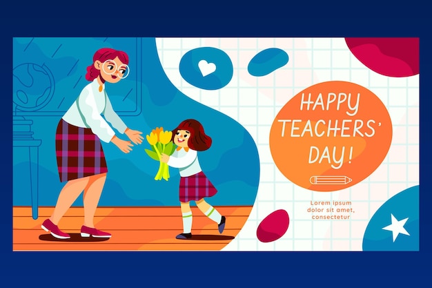 Бесплатное векторное изображение Шаблон сообщения в социальных сетях на день учителя