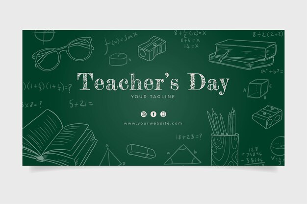 Hand drawn teachers' day social media post template
