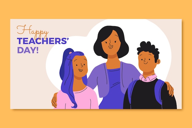 Hand drawn teachers' day social media post template