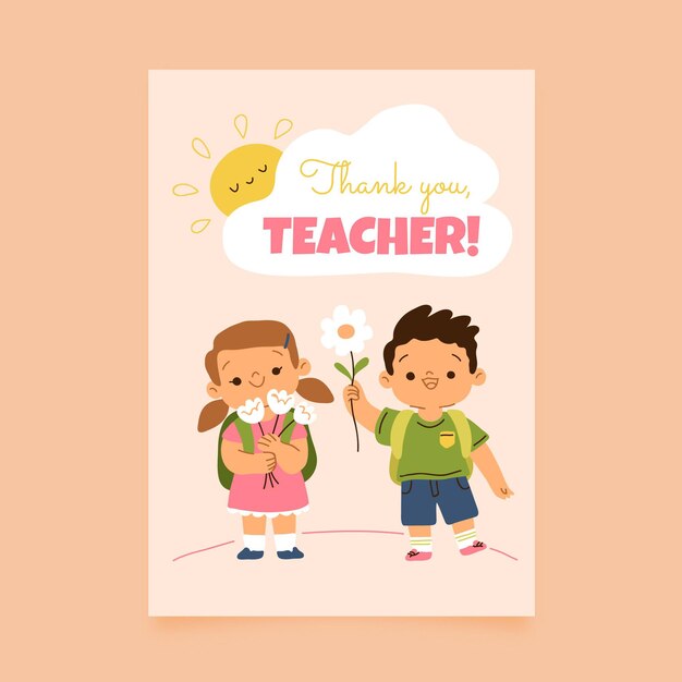 Hand drawn teachers' day vertical poster template