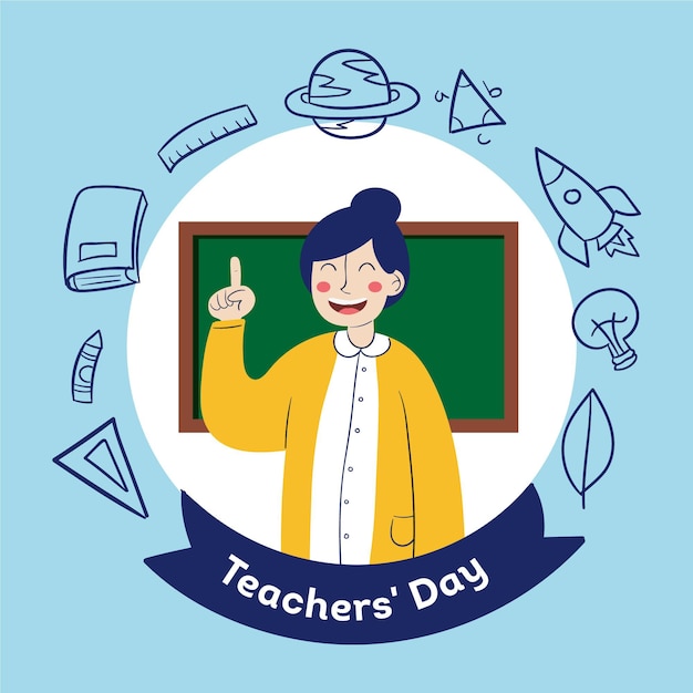 Hand drawn teachers' day with woman illustration