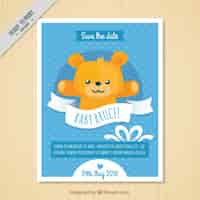 Free vector hand drawn teddy baby shower card