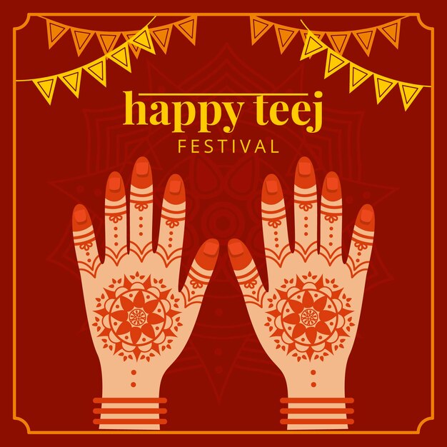 Hand drawn teej festival celebration illustration