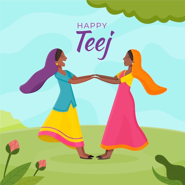 Free vector hand drawn teej festival illustration