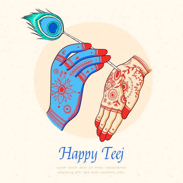 Free vector hand drawn teej festival illustration