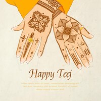 Free vector hand drawn teej festival illustration