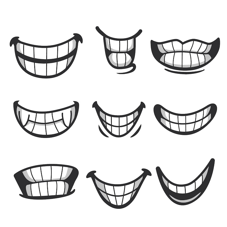 Free Vector hand drawn teeth smile cartoon illustration