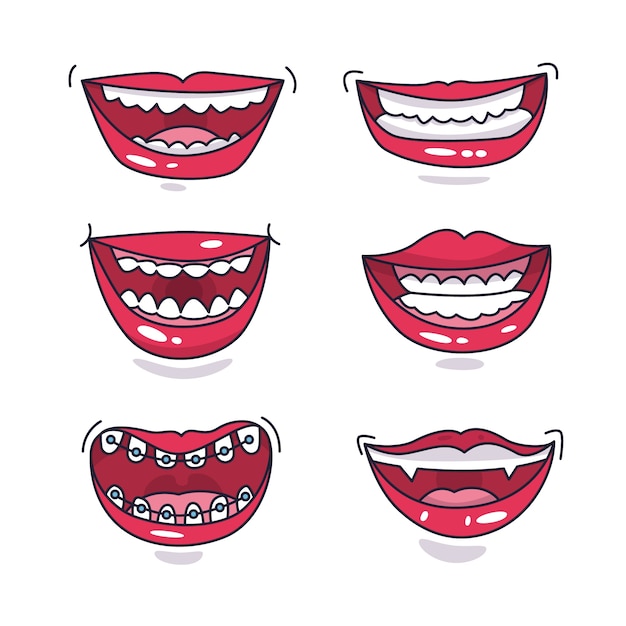 Free vector hand drawn teeth smile cartoon illustration