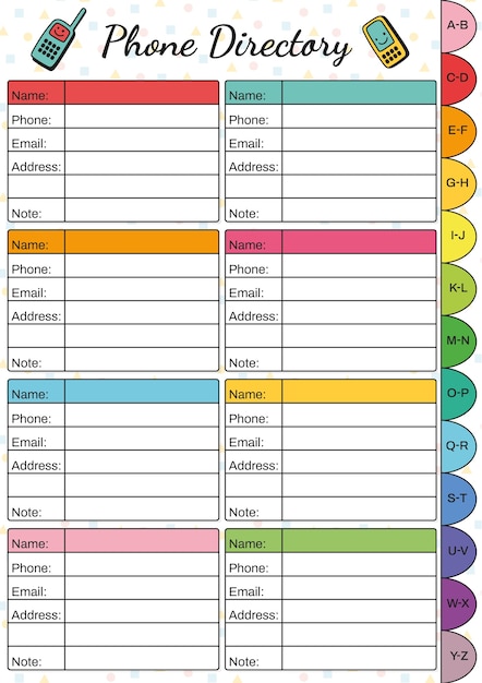 Free vector hand drawn telephone directory template