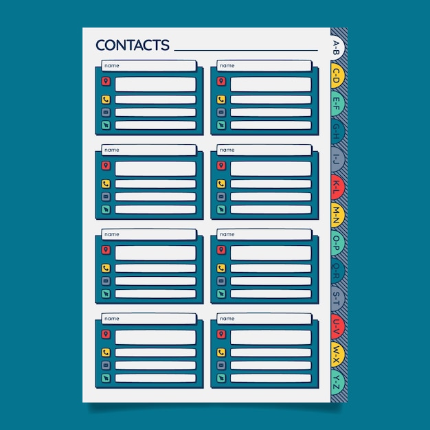Modello di elenco telefonico disegnato a mano