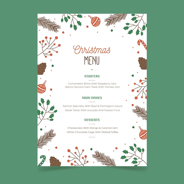 Hand drawn template christmas menu