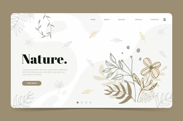 Free vector hand drawn template natural landing page