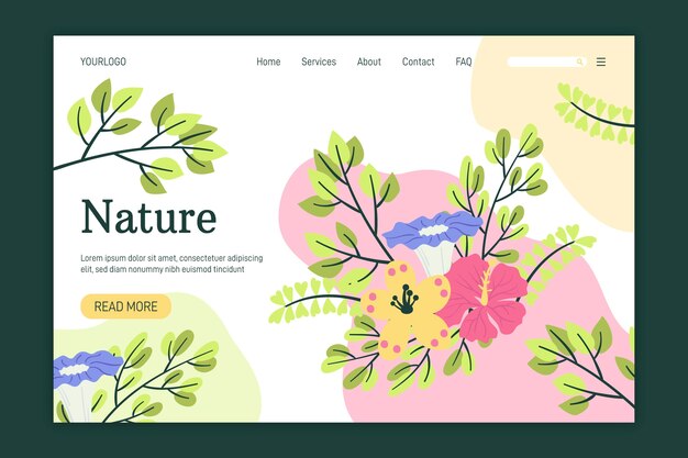 Hand drawn template nature landing page