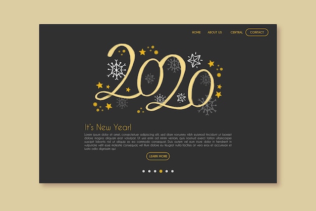 Hand drawn template new year landing page