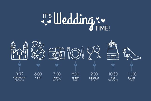 Hand drawn template wedding timeline