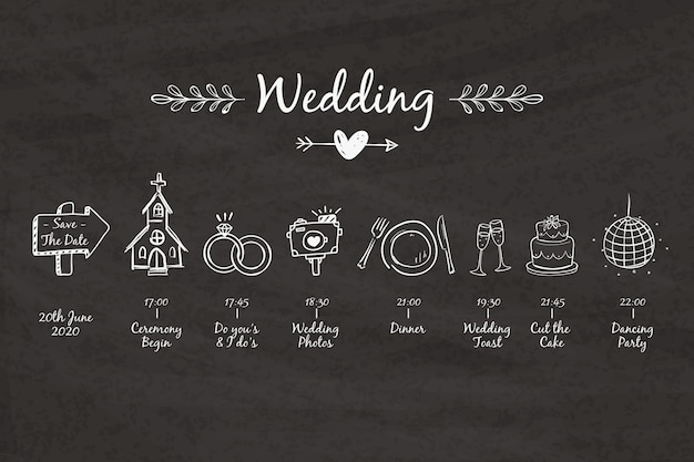 Free vector hand drawn template wedding timeline