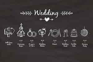 Free vector hand drawn template wedding timeline