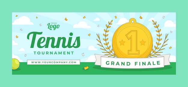 Vettore gratuito copertina facebook del gioco di tennis disegnata a mano