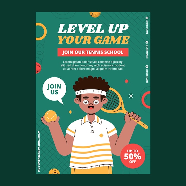 Free vector hand drawn tennis game poster