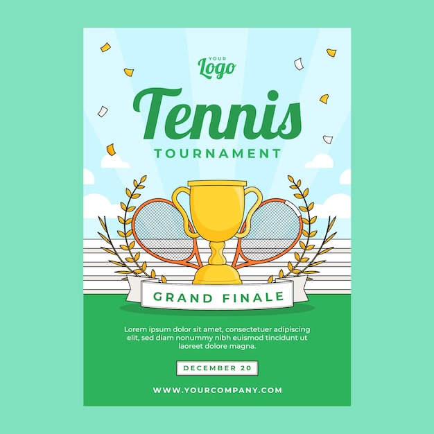 Vettore gratuito poster di gioco di tennis disegnato a mano