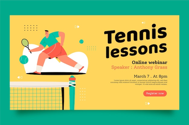 Vettore gratuito webinar sul gioco del tennis disegnato a mano